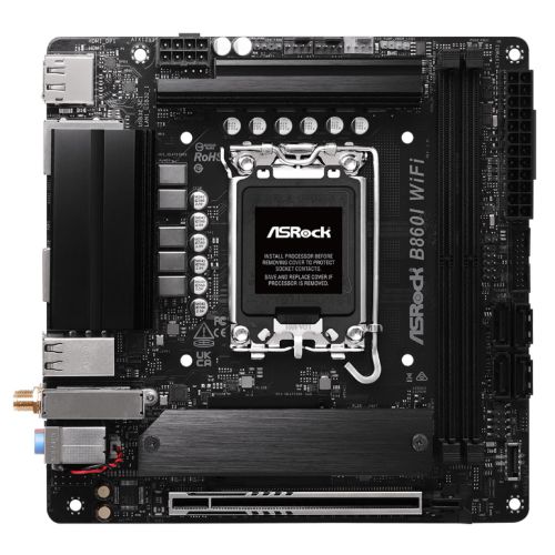 Asrock B860I WIFI, Intel B860, 1851, Mini ITX, 2 DDR5, HDMI, DP, Wi-Fi 6E, 2.5G & GB LAN, 2x M.2 Asrock B860I WIFI, Intel B860, 1851, Mini ITX, 2 DDR5, HDMI, DP, Wi-Fi 6E, 2.5G & GB LAN, 2x M.2